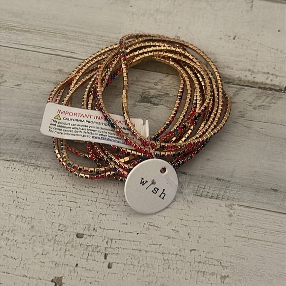 Gold Multicolor Bracelet Stack. - Picture 3 of 3